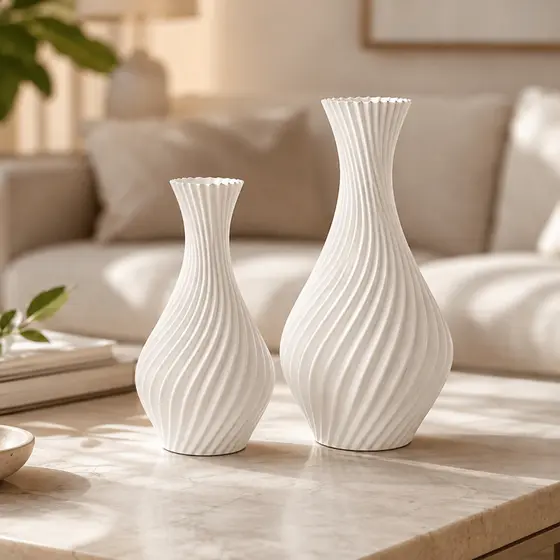 Kit 2 Vasos Espiral Decorativos em Espiral Decoração Moderna para Sala e Estante