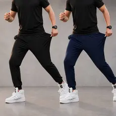 Kit 2 Calça Jogger P ao G4 Tactel/Elastano para Treino/Academia Esportiva Masculina Original com Punho
