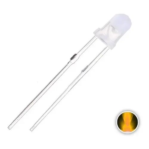 200 Peças Led 3mm Amarelo Difuso Leitoso K1692 + Resistores