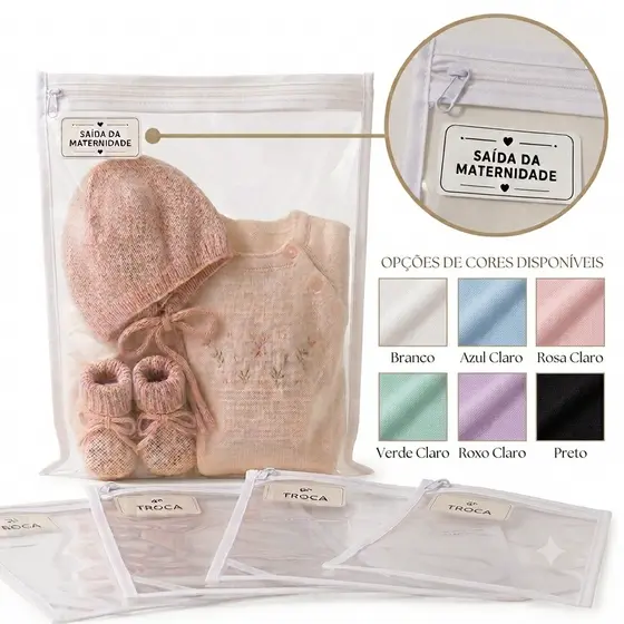 Kit 5 Saquinhos Maternidade Multiuso Organizador Nécessaire Envelope Com Zíper