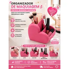 Organizador de Maquiagem Porta Pincéis Batons Lápis Delineador Coração Decorativo Multifuncional
