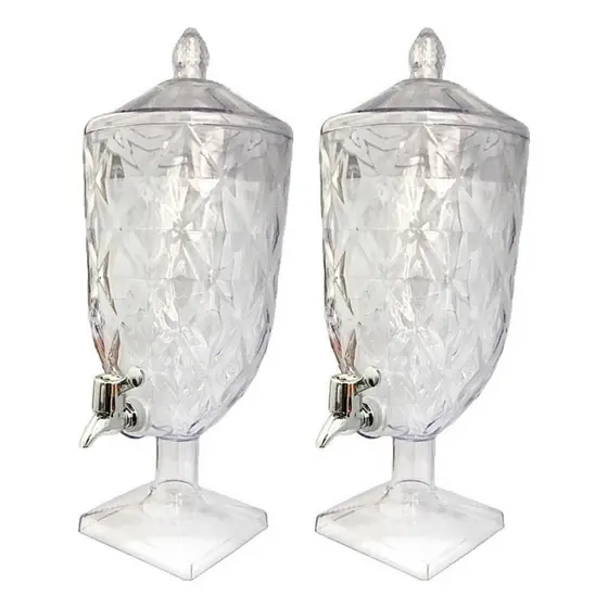 Kit 02 Suqueiras 4,5L Cristal Acrílico Dispenser Diamond com Torneira Promoção Envio Rápido