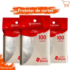 Protetor de Cartas Sleeve Central Shield 63 x 88mm Padrão Básico Transparente Pokémon Magic TCG