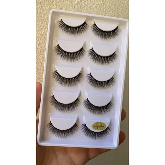 Cartela Cílios Postiços 5 Pares Mink 3D X13 volume natural