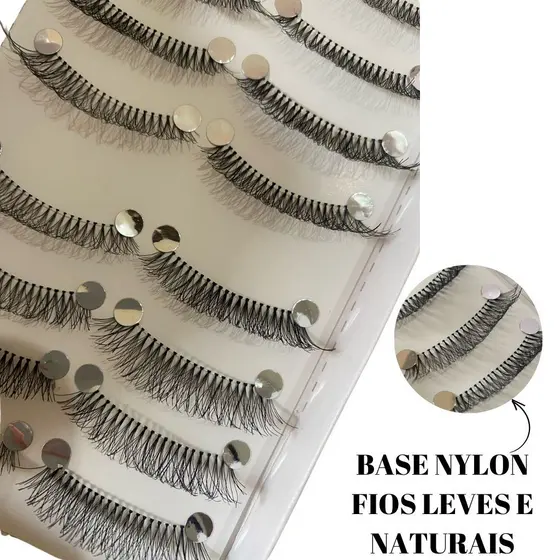 CILIOS EM TELA 747M COM VOLUME HINFINITY 10 PARES FIO DE NYLON NATURAL E LEVE