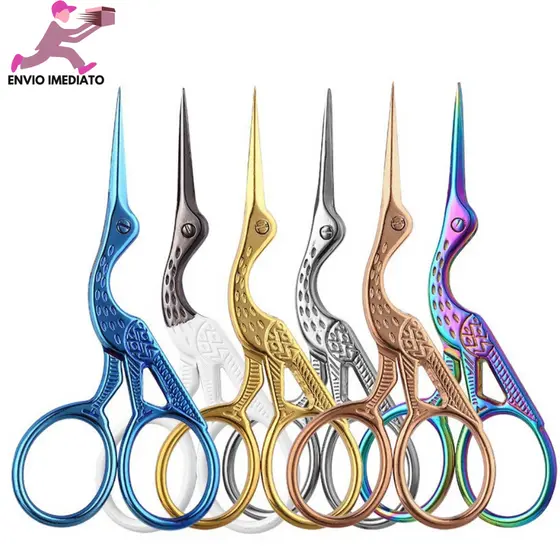 Tesoura De Design de Sobrancelhas Cílios Bordado Crochê Pássaro Colorida Envio Imediato 24h