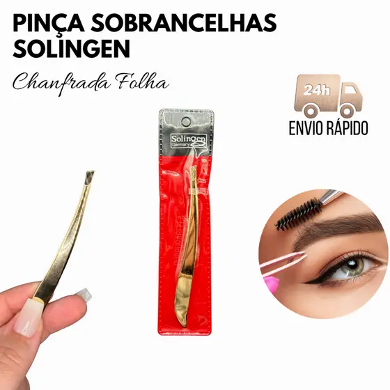 Pinça Chanfrada Folha Solingen Para Designer De Sobrancelhas Profissional Escolha a Quantidade