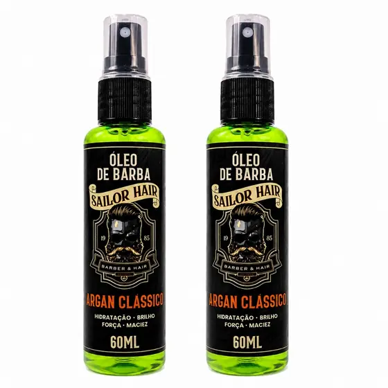 Kit 2 Óleo Para Barba Masculina All Barbaer Argan Power 60ml Barba Macia Forte E Alinhada