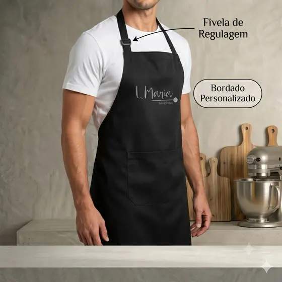 KIT 5 AVENTAIS PERSONALIZADOS COM LOGO OU NOME BORDADO | UNISSEX | OXFORD PROFISSIONAL