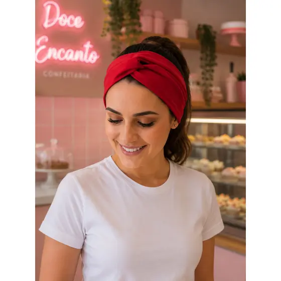 Turbante Faixa de Cabelo Oxford Feminino com Elástico Tiara Confortável Cozinha Confeitaria Estética Moda