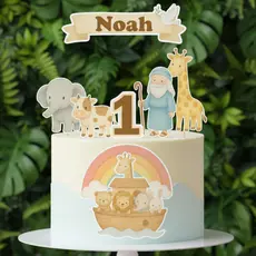 Topo de Bolo decoração de bolo- Mesversario Personalizado ARCA DE NOÉ- ENVIO RÁPIDO