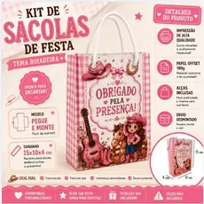 Sacola Surpresa Boiadeira Ana Castela | Sacolinha de Papel com Alça para Lembrancinha Festa Infantil
