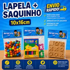 Kit Saquinho + Lapela Personalizada para Lembrancinhas de Festa | Tema à Escolha