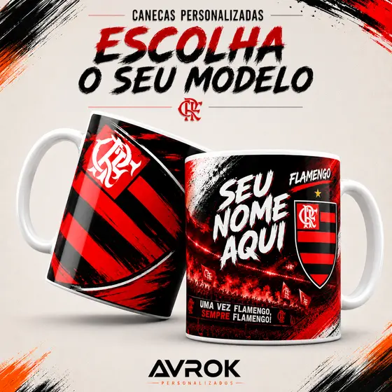 Caneca Time Torcedor Personalizada Com Nome Futebol Presente Criativo Escolha a Sua