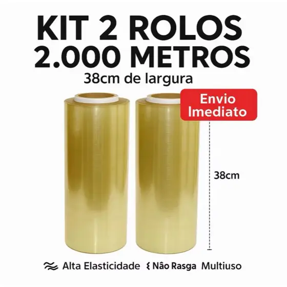 Rolo Bobina Plastico Filme Pvc Esticavel Resistente 38cm X 1000m