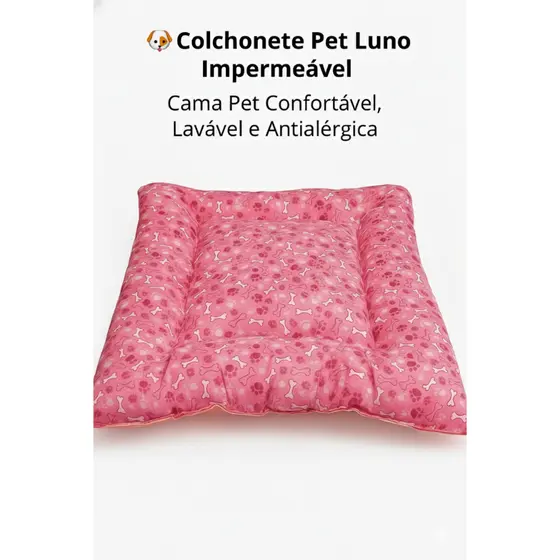 🛏️ Cama Pet Luno Impermeável | Colchonete Antialérgico e Super Confortável 100x80x15 cm
