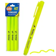 🖍️✨ Kit Caneta Marca Texto Amarelo Fluorescente 3 Unidades | Escrita Suave e Durável