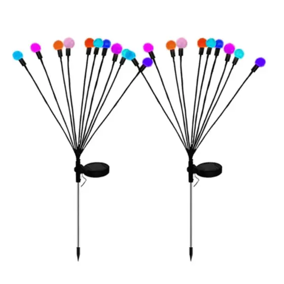 Kit 2 Luminárias Solares Decorativas Jardim Efeito Vagalume