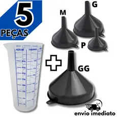 Copo Medidor 500ml com Bico Dosador + Funil de Plástico P M G e GG Cor Sortida