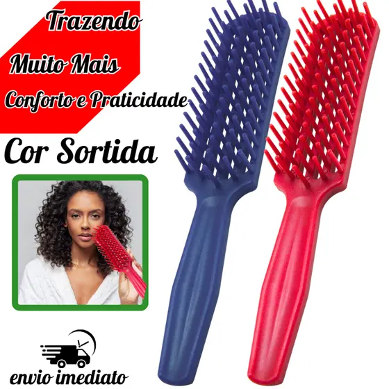 Escova Desembaraçadora Jacaré Cores Sortidas Florata Pentear Cabelo Desembaraça Plast