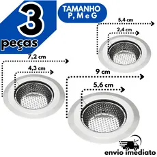 Ralo Para Pia Inox Premium 5,4cm 7,2cm ou 9cm – Ralinho Anti Entupimento | Resistente e Durável