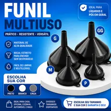 Funil de Plástico (P,M,G e GG) Escolha sua Cor Cozinha, Oficina, Bares e Mais!
