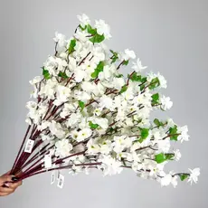 Galho De Cerejeira Artificial, Kit 10 a 40  Flor Pessegueiro, Estilo oriental Decoração 65CM -A-504 BRANCA