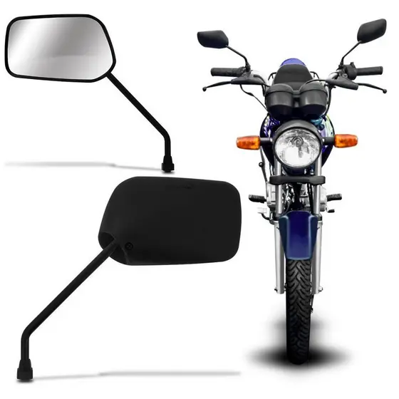 Par Retrovisor Moto Fan 125 Titan 125 91 a 2008 Titan 150 04 a 13 Preto Modelo AWA 502