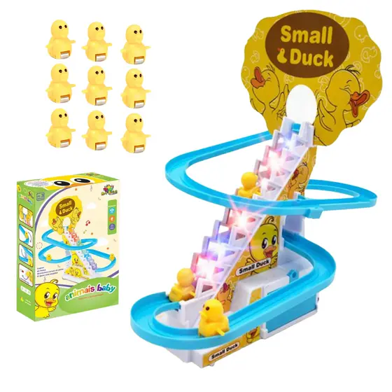 Brinquedo Pista Pato Patinho Escorrega Tobogã Escada Musical com Som e Led Menino e Menina Presente