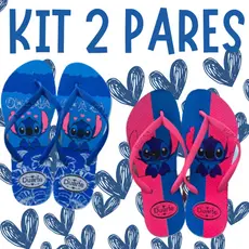 Kit 2 Pares de Chinelo feminino Numerações Combinadas Sandalia Stich + Vendido
