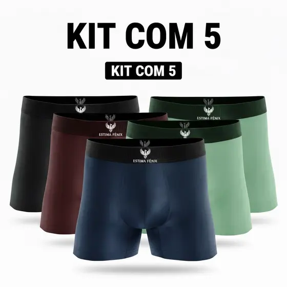 Kit 5 Cuecas Boxer Adulto Microfibra Com Forro 100% Algodão