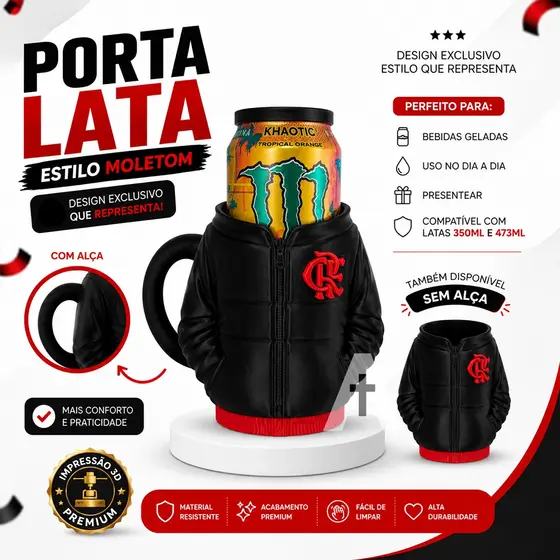PORTA LATAS Time Com Alça Estilo Moletom Impressão 3D Premium Organizador