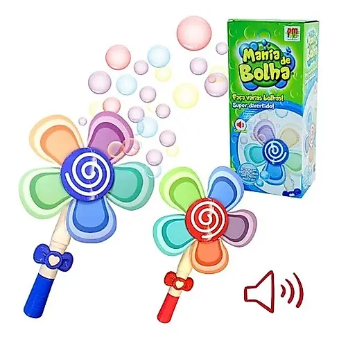 Lançador De Bolha De Sabão Mania De Bolha Flower Brinquedo Lança bolhas de sabão Divertido Eletrônico