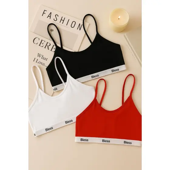 Kit 3 top feminino sem bojo top academia elástico exposto