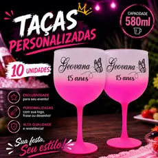 Kit 10 Taças de GIN degradê 580ml para Festas, Eventos, Drinks, Aniversários - Personalizadas