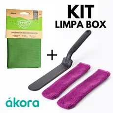 KIT Limpeza de Vãos Box e Janela + Limpa Vidro Pano Mágico Ákora Poliéster e Poliamida Microfibra
