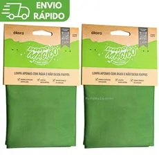 KIT 2 PANOS MÁGICOS LIMPA VIDROS ÁKORA ORIGINAL – POLIÉSTER E POLIAMIDA (LIMPEZA FÁCIL COM ÁGUA!)