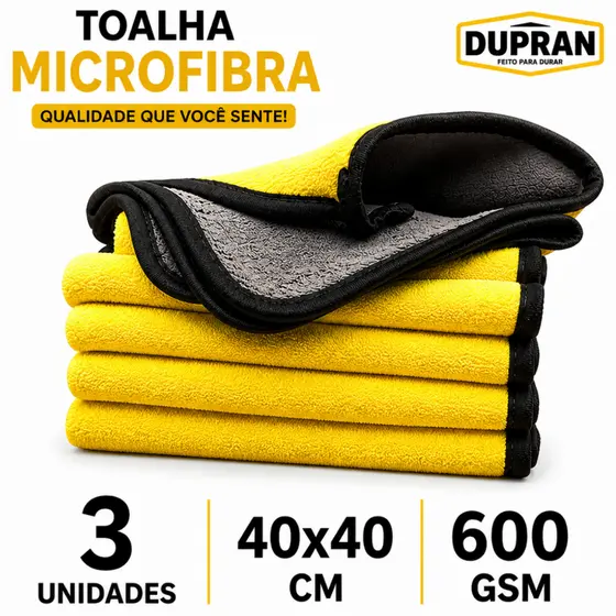 3 OU 5 Panos Microfibra 40x40cm Tolha Dupla Camada P Limpeza Carro Moto Casa Tolha Microfibra DUPRAN
