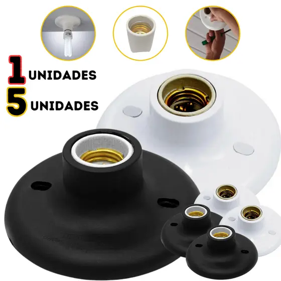 1 OU 5 Plafon suporte de Lâmpada Pop Bocal Cerâmico E27 Soquete PP plafonier PRETO E BRANCO