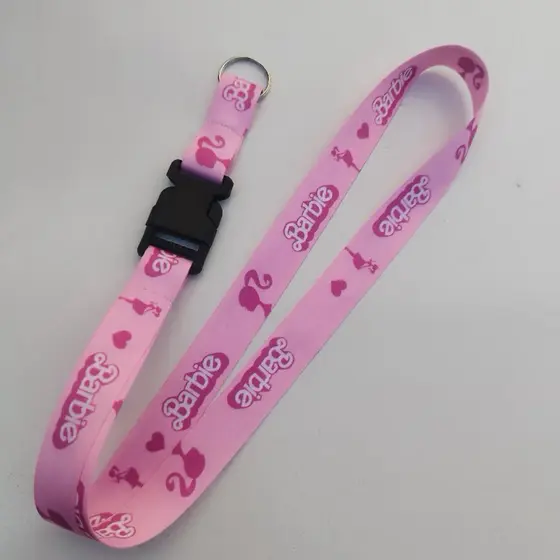 Cordão Barbie Cracha Chave Chaveiro Mosquete Engate Rápido