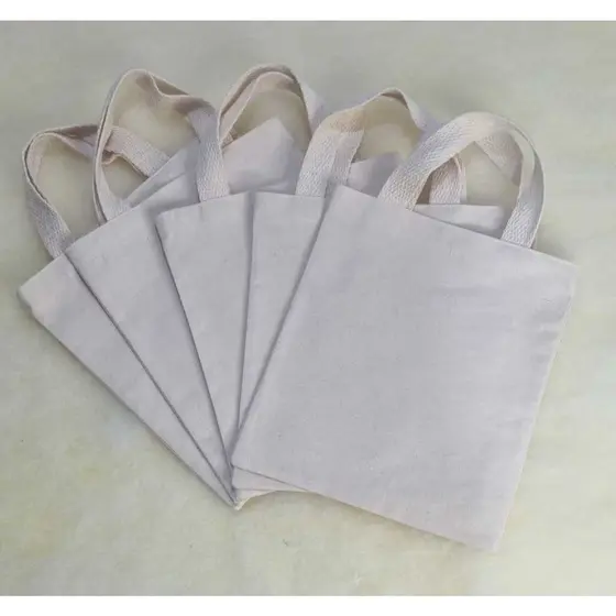 Kit Ecobag 22x25cm Medio Liso Algodão Cru Ecológica Incluso 10 Bolsas