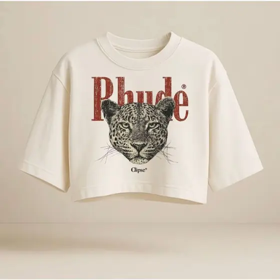 Cropped Algodão Off White Rhude Onça Selvagem Oversized