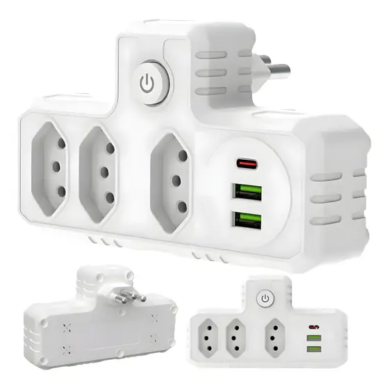 Adaptador De Tomadas Benjamim Com Usb E Tipo-C.bivolt