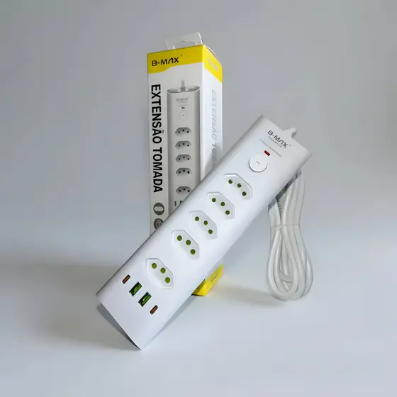 Régua Extensão bivolt 20a Filtro Linha 5 Tomadas 20 Amperes Usb Tipo-c