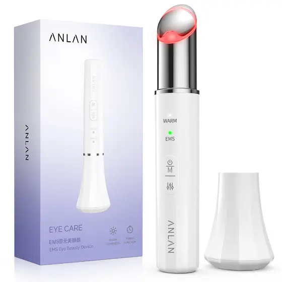 ANLAN Novo EMS Eye Massager Vibração De Compressão A Quente Terapia De Luz Vermelha Azul Bolsas De Olhos Dark Circle Removendo O Elevação Dos