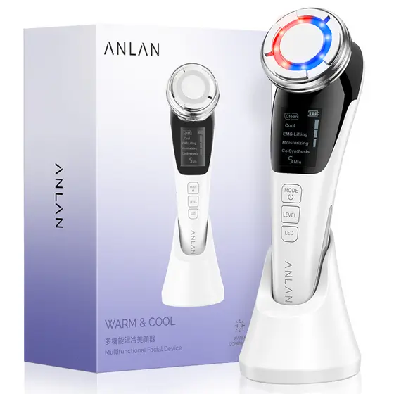ANLAN Removedor de Rugas com Vibração Sônica para Massagem Facial / Terapia de Luz EMS com Fótons de Íon Frios e Quentes