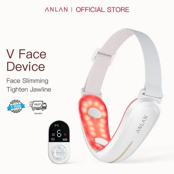 ANLAN Brilhante EMS V Dispositivo Facial Levantamento Emagrecimento Massagem Vibração De Calor Queixo Duplo Removendo Lu