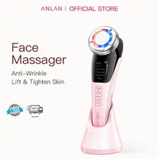 ANLAN EMS Terapia De Luz LED Massagem Facial Vibração Sônica Removedor De Rugas lon Fóton Quente Fresco Rosa