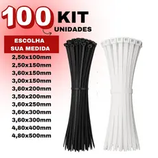 Kit 100 Cintas Plasticas Abraçadeira Nylon Enforca Gato Preto/Branco Tarap
