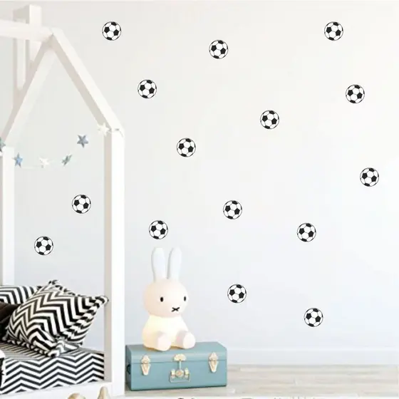 Adesivo de Parede 15 Bolinhas de Futebol 5cm Decoração